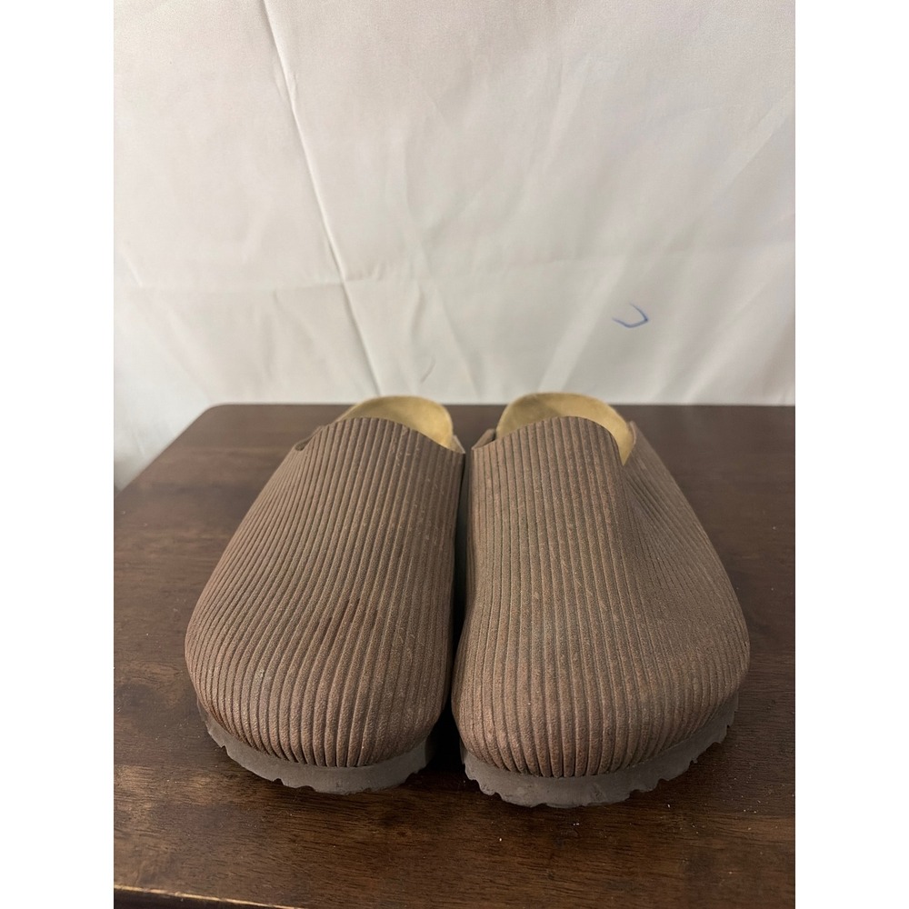 Birkis Birkenstock Clogs Women 9 Brown Excellent Ribbed Corduroy Texture Mules